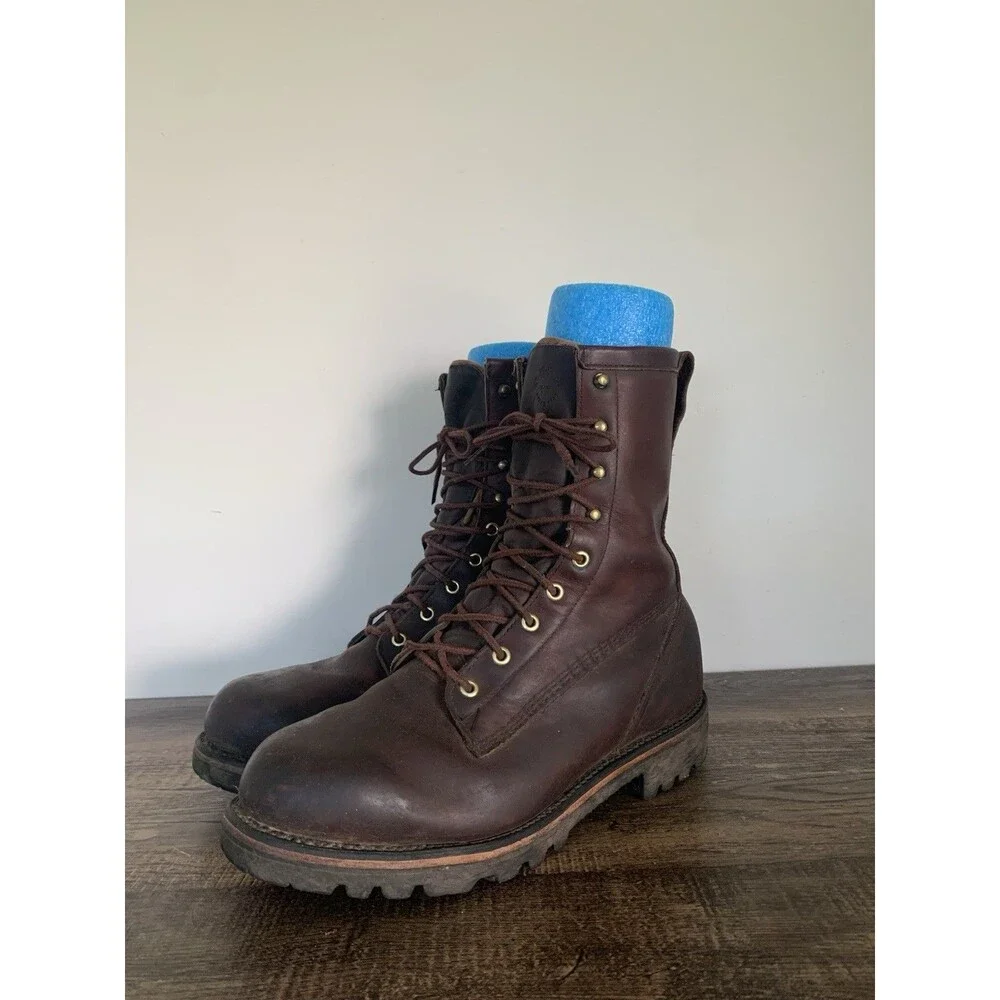 VTG Filson Highlander Brown Leather Hunting Boots Vibram Soles Made USA 9 D